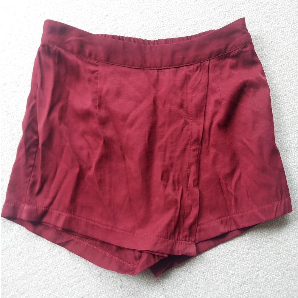 Collegiate Outfitters Skort Womens S Burgundy Wrap Front Rayon Mini Shorts Skirt